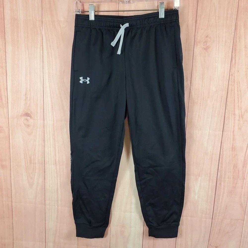 Under Armour Brawler 2.0 Boys Jogger Pants Medium Black Fleece Lined Tapered Leg